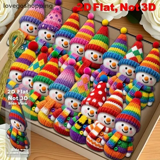 [lovego] Pingentes De Boneco De Neve De Natal Em Cor 2D Madeira Desenho Animado Enfeite De Árvore DIY Casa Festa De Ano