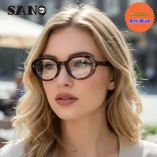 Pronto Estoquecod (San9) Moda Coreana Nova Armação Pequena Olho De Gato Oval Anti-Azul Óculos Femininos