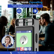 Gravador De Voz 1536Kbps 128GB Memória Interna 54H Gravação Contínua Cancelamento De Ruído Ativado Por 6 Níveis Proteção