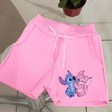 Kit 2 short moletom verão infantil dia a dia estampas coloridas
