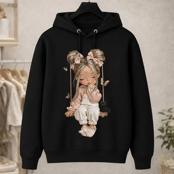 Agasalho Blusa Moletom feminino  Menina Infantil Estampado Flanelado Com Capuz do 4 ao 14