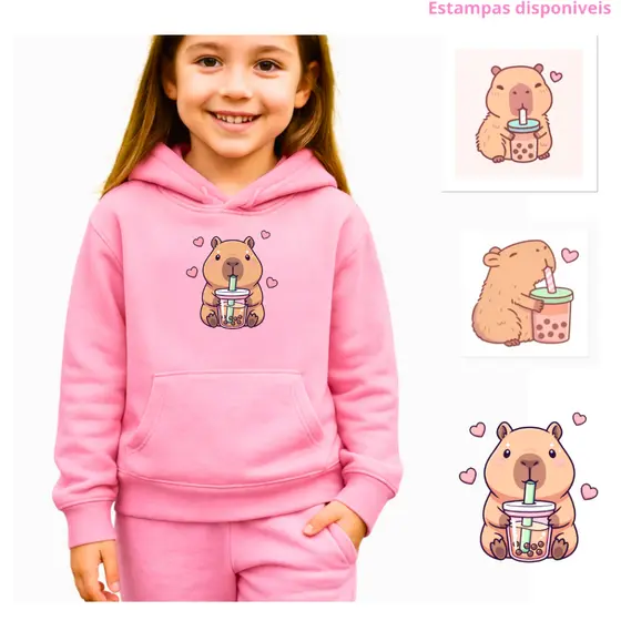 Moletom Casacos Capivara Infantil Femininos de Inverno dos Tamanhos 4/6/8/10/12/14"AVULSA"