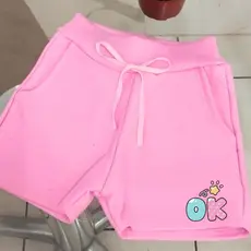 Shorts Moletom Infantil Menina Curto Verão Com Bolso