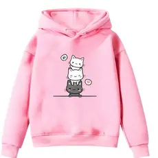 Moletom Infantil Menina Com Capuz Flanelado Gato Fofo