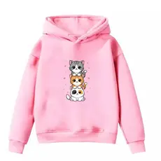 Blusa Moletom Infantil com Capuz flanelado Gatinho Fofo