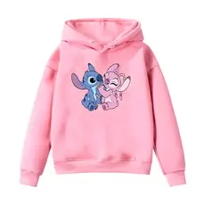 Moletom Infantil Kids Unissex Com Capuz Canguru Algodão Estampado Stitch