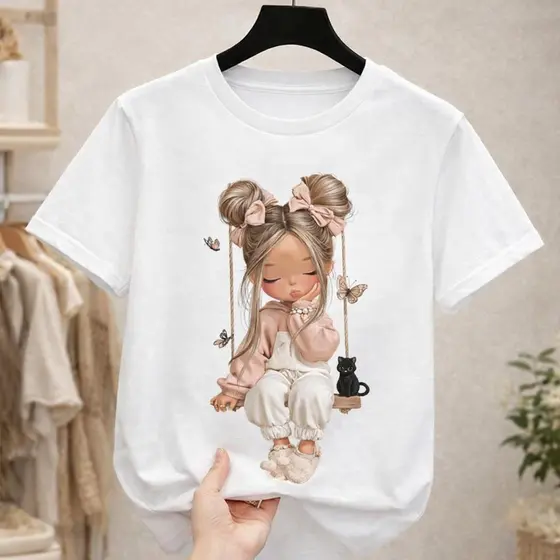 Blusa Infantil Feminina Estampada Menina – Camiseta Kids Fofa Moda Infantil Confortável
