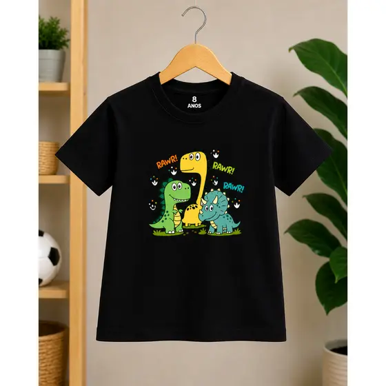 Camiseta infantil masculina menino  dinossauro 100% algodao