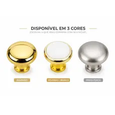 Puxadores Maçaneta Armário Gaveta Aço Decoração Moderno Redondo Bolinha Dourado Prata Fosco Premium