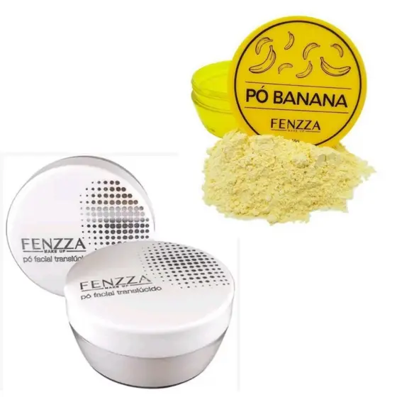 Pó de Banana Fixador + Pó Translúcido Finalizador Maquiagem