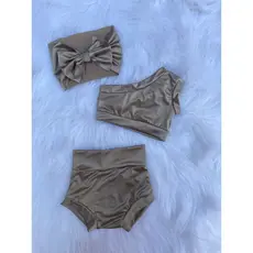 Conjunto Infantil Bebê Luxo - 3 Peças: Tapa Fraldas + Top + Tiara. Verão - Festa