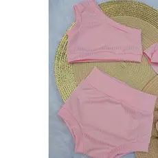 Conjunto Infantil: Conforto e Estilo para Pequenas Estrelas Canelado - Blusa + Calcinha