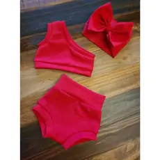 Conjunto Infantil Bebê - Ana Ruga - 3 Peças: Tapa Fraldas + Top + Tiara - Roupas de Verão