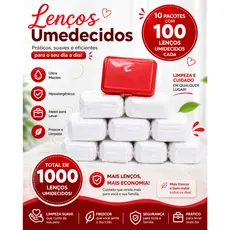 1000 Lenços umedecidos +maleta cada pacote de refil com 100 lenços por pacote e a maleta da cor de sua preferencia.