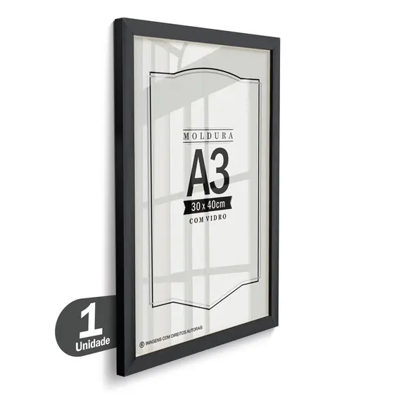 Quadro Moldura A3 30x42 Porta Retrato Com Vidro Certificado Caixa Alta