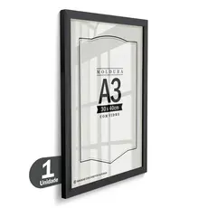 Quadro Moldura de Madeira A3 30x42 Porta Retrato Caixa Alta Vidro ou Acetato Poster Foto Certificado Diploma Decorativo