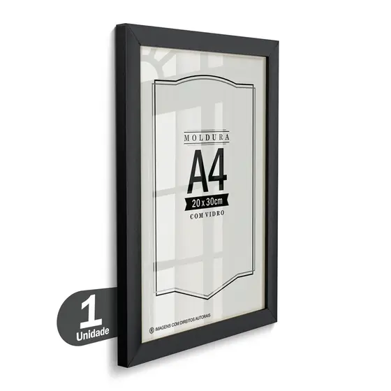 Quadro Moldura A4 20x30 Porta Retrato Com Vidro Certificado Caixa Alta