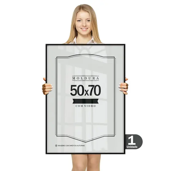 Quadro Moldura 50x70 Caixa Alta Grande Com Vidro ou Acetato Certificado Caixa Alta
