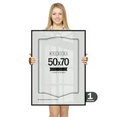 Quadro Moldura de Madeira 50x70 Caixa Alta Grande Vidro ou Acetato Poster Foto Certificado Diploma Decoração de parede
