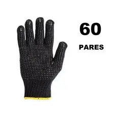 Luva pigmentada preta algodão- resistente tricotada KIT REVENDEDOR - 36, 48, 60 PARES