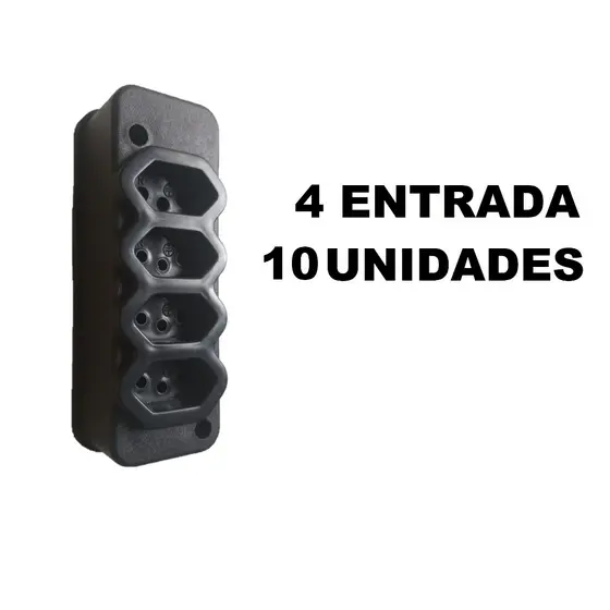 Tomada em barra TOP - 4 entrada 2P de 10 e 20A COR PRETA-ESCOLHA  5 OU 10 UND