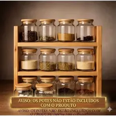 Porta temperos e condimentos de bancada (madeira pinus)