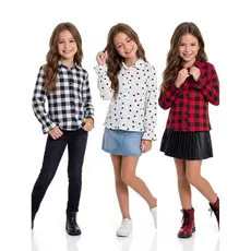 BLUSA INFANTIL MANGA LONGA XADREZ/CORACAO 4 A 10 ANOS