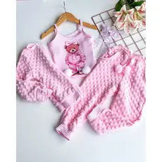 TRIJUNTO INFANTIL PLUSH URSO COM POMPOM 2 A 8 ANOS