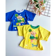 BLUSA INFANTIL FORÇA BRASIL AMARELA /AZUL 4 A 12 ANOS