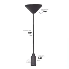 1 Fio Pendente Cabo Pp 1mt Lustre Soquete E27 110/220v