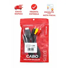 Cabo AV 3 RCA 1.8m Para TV PS2 PS3 DVD Áudio e Vídeo Envio Rápido