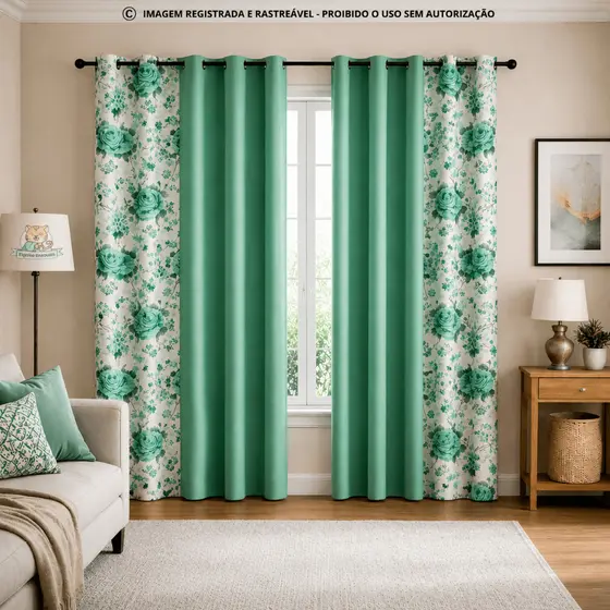 Cortina para Sala Quarto Escritório Floratta 2,00 x 1,70 Estampada Alta Qualidade Envio Rápido