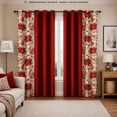 Cortina Para Sala ou Quarto 2,00x1,70 Floratta Estampada Exclusiva Envio Rápido