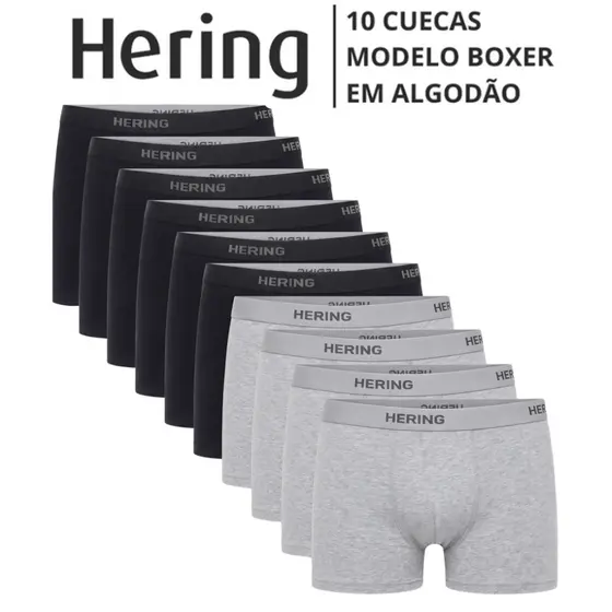 Kit 10 Cuecas Boxer Hering Em Algodão Box Adulto Original