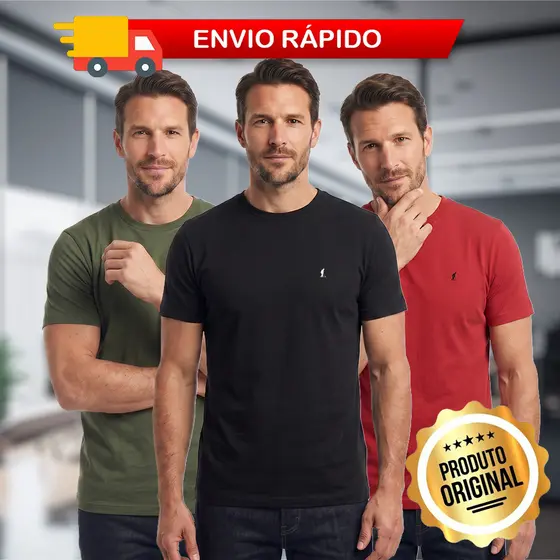 Camiseta Básica Lisa Polo Fit 100% Algodão Casual Promoção Dia a Dia Cotton Premium