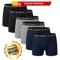 Kit 6 Cuecas Boxer Box Polo Fit Algodão Cotton Original Masculina Cueca