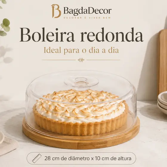 👉 Boleira e Queijeira 2 em 1 Frios Acrílico Transparente com Base Bambu Premium  🍰🧀