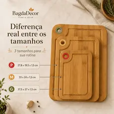Tábua De Corte Retangular Bambu Com Alça Em Silicone Gourmet Churrasco Legumes Cozinha Petisqueira