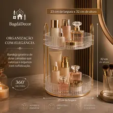 ✨ Organizador Giratório 360° Dois Andares | Cosméticos, Perfumes e Acessórios Premium 🔝