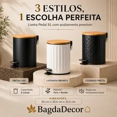 ✅ Lixeira com Pedal 5L Tampa Bambu | Estrutura em Ferro | Design Moderno p/ Banheiro e Cozinha🔝