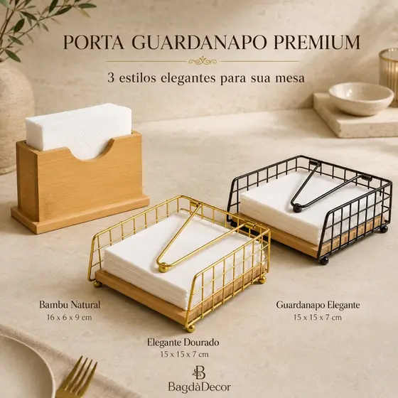 Porta Guardanapo De Bambu Organizador Decorativo Funcional