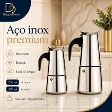 Cafeteira Italiana Aço Inox 4 & 6 Xícaras Alumínio Café Expresso Para Fogão