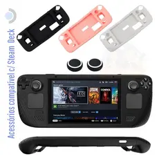 Capa Case Protetora Silicone Para Steam Deck + Par de Grip