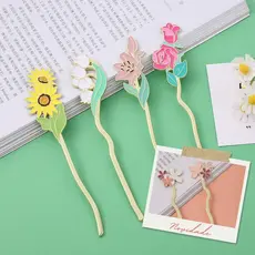 Marcador de Página Flor Metálico Dourado Elegante Booklover Presente Delicado