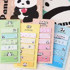 Kit 4 ou 8 Mini Blocos Adesivos Panda Fofo Sticky Notes Marcador Página tira adesiva Kawaii Papelaria