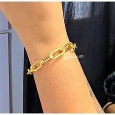 Pulseira Corrente Elos Grande quadrado Elo Grosso Folheado a Ouro Dourado Prata Bracelete Feminino Luxo Moda