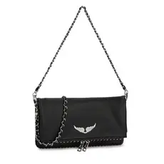 Bolsa Feminina duas Alça Transversal Transpassada Bolsa Preta Alça De Corrente Festa Balada Rock