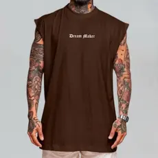 Regata Masculina Oversized Estampada Para Treino Academia 100% Algodão Confortavel