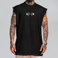 Regata Masculina Estampada Overzised Para Academia Lisa 100% Algodão Treino