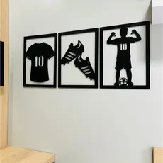 Kit De Quadros Camisa Chuteiras Menino Com Nome E Número Preto decorativo quarto infantil